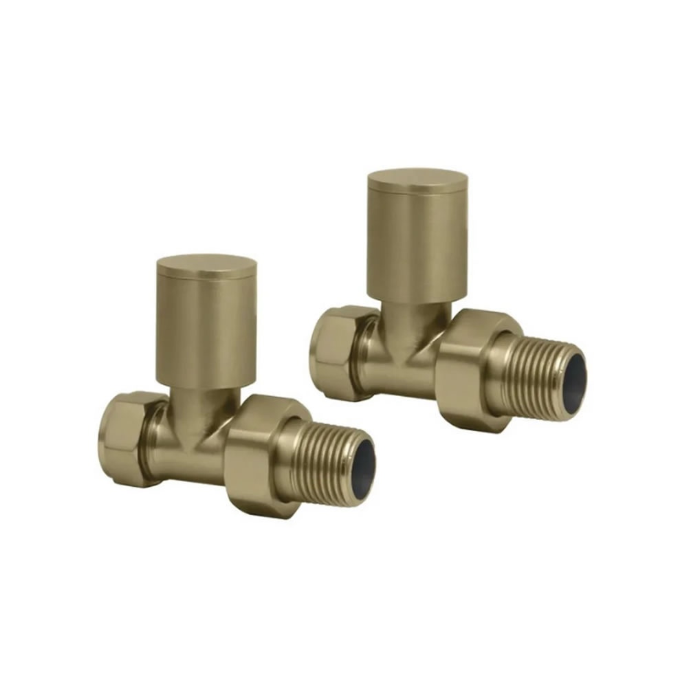 Cutout image of Redroom by Barwick Brushed Brass Straight Round Manual Radiator Valves